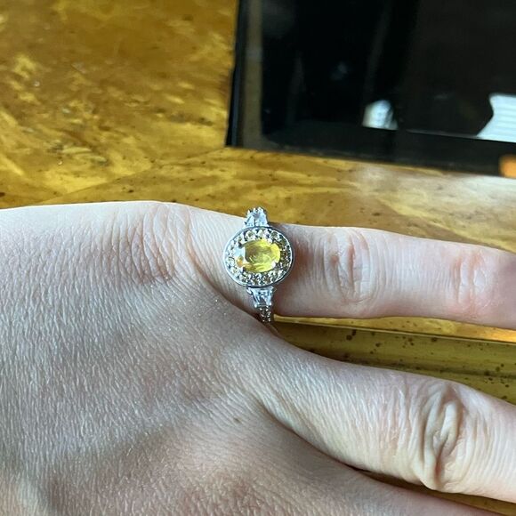 Natural Yellow Sapphire Sterling Silver Ring Size 5 - Picture 2 of 9